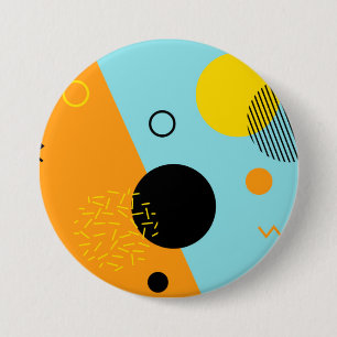 Badge Rond 7,6 Cm Memphis, hipster, tendance, illustration cool
