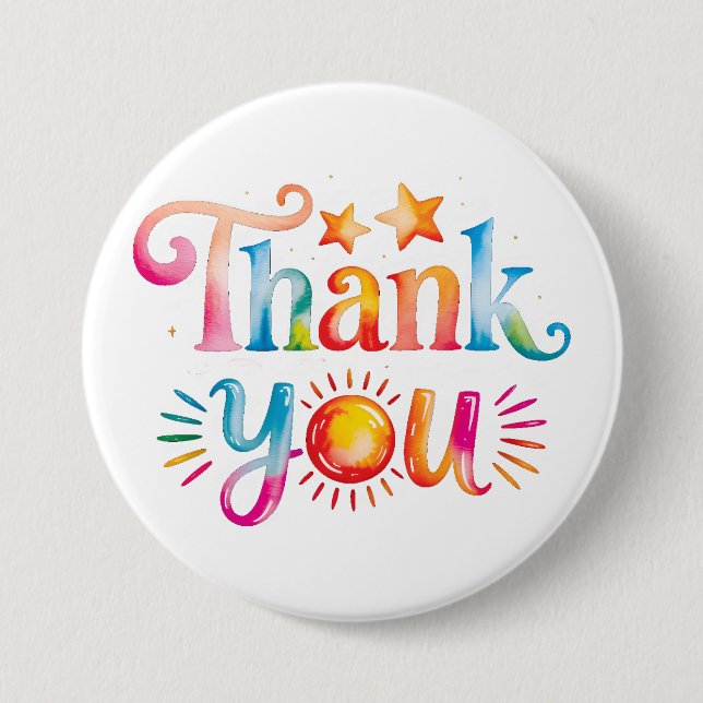 Badge Rond 7,6 Cm Merci (Devant)
