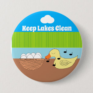 Badge Rond 7,6 Cm Mère Canard chante à ses oeufs