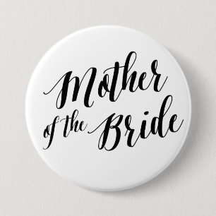 Badge Rond 7,6 Cm Mère de la mariée Bouton de script noir