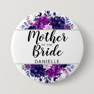 Badge Rond 7,6 Cm Mère florale enchantée de la mariée Monogrammé