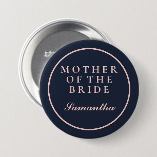 BADGE ROND 7,6 CM MÈRE SIMPLE DE BRIDE OXFORD BLEU ET ROSE