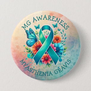 Badge Rond 7,6 Cm MG Sensibilisation Myasthenia Gravis Ribbon