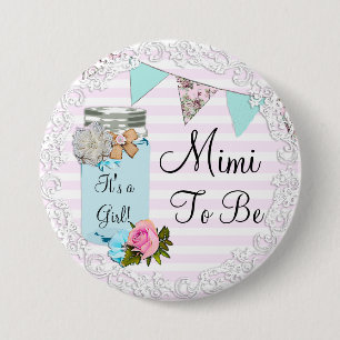 Badge Rond 7,6 Cm Mimi à être bouton rustique bleu de pot de maço