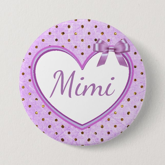 Badge Rond 7,6 Cm Mimi bouton pourpre de baby shower (Devant)