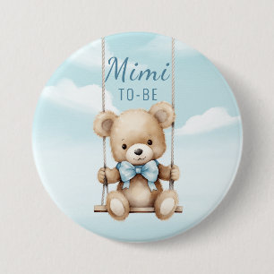 Badge Rond 7,6 Cm Mimi sera un ours en peluche sur une balançoire