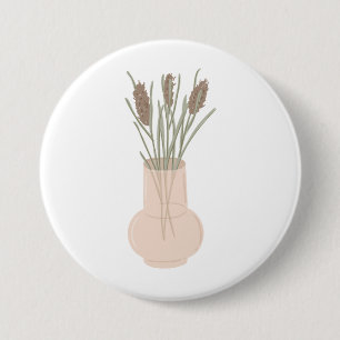 Badge Rond 7,6 Cm Minimaliste Boho Lavande dans un Vase en Verre