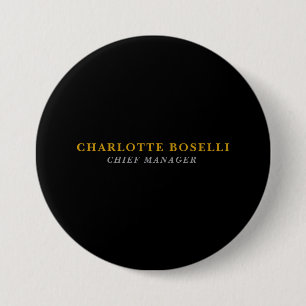 Badge Rond 7,6 Cm Minimaliste Classique Professionnel Couleur Noir O