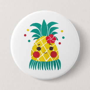 Badge Rond 7,6 Cm Mlle Hawaiian Pineapple