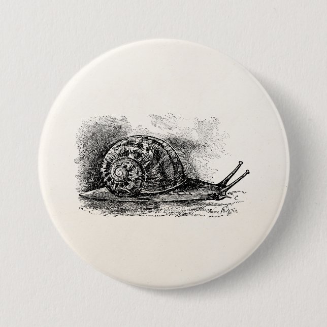 Badge Rond 7,6 Cm Modèle antique de rampement vintage d'escargot (Devant)