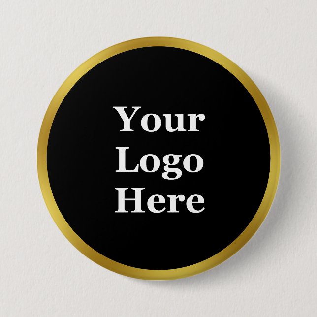Badge Rond 7,6 Cm Modèle d'affaires Noir & Or Votre logo ici (Devant)