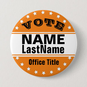 Badge Rond 7,6 Cm Modèle de campagne personnalisé noir / orange