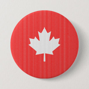 Badge Rond 7,6 Cm Modèle Knit Maple Leaf Tricot Motif