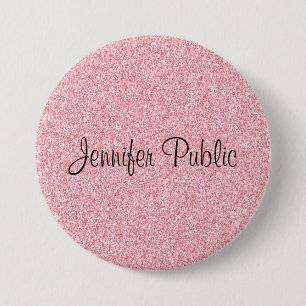 Badge Rond 7,6 Cm Modèle monogramme Elegant Rose Parties scintillant