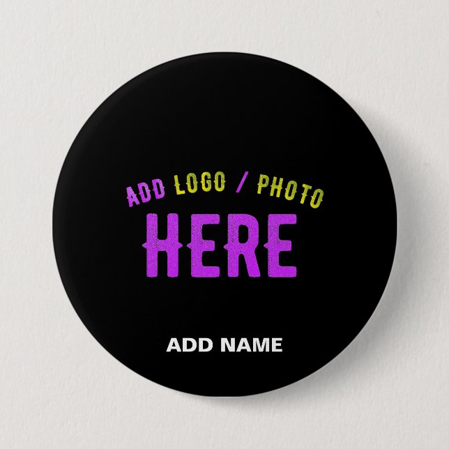 BADGE ROND 7,6 CM MODERNE ET MODERNE PERSONNALISABLE NOIR VÉRIFIÉ (Devant)