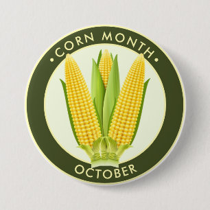 Badge Rond 7,6 Cm Mois du maïs Octobre