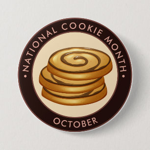 Badge Rond 7,6 Cm Mois national des biscuits, tourbillon de chocolat