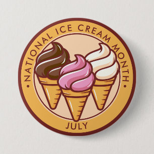 Badge Rond 7,6 Cm Mois national des glaces