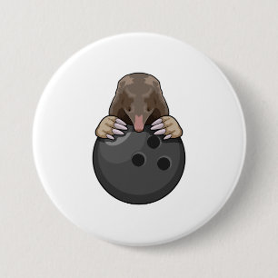 Badge Rond 7,6 Cm Mole à Bowling avec Bowling balle