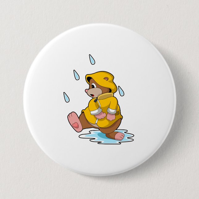 Badge Rond 7,6 Cm Mole à la pluie avec Raindrops (Devant)