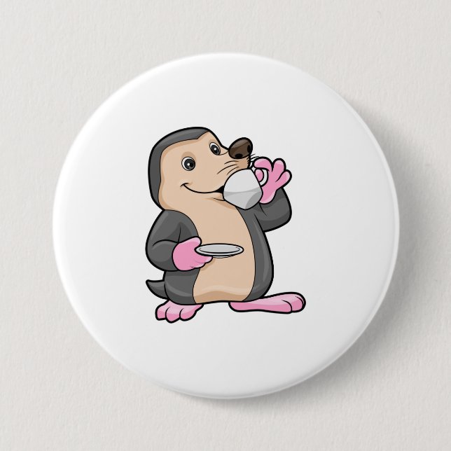 Badge Rond 7,6 Cm Mole avec coupe de café et soucoupe (Devant)