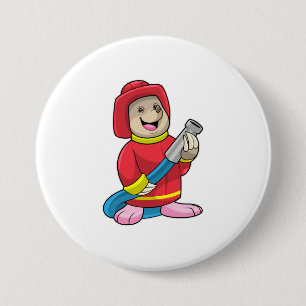 Badge Rond 7,6 Cm Mole comme pompier avec tuyau