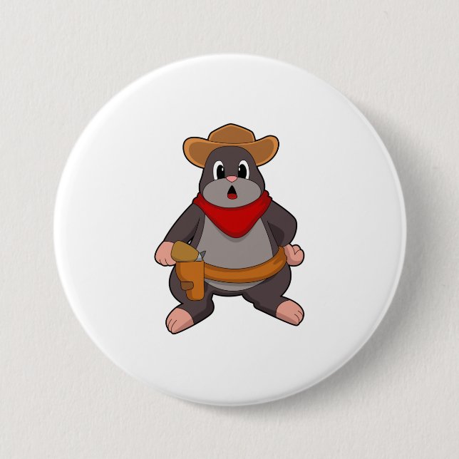 Badge Rond 7,6 Cm Mole en cowboy (Devant)
