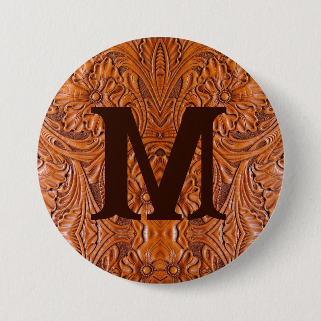 Badge Rond 7,6 Cm monogramme de mariage campagnard occidental rustiq (Devant)