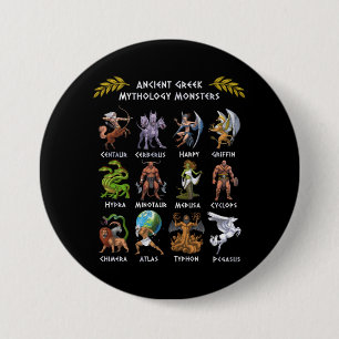 Badge Rond 7,6 Cm Monstres de mythologie grecque antique