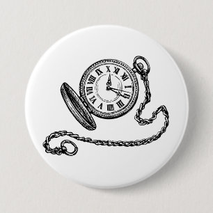 Badge Rond 7,6 Cm Montre de poche victorienne vintage en ligne art