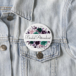 Badge Rond 7,6 Cm Moody Boho   Eggplant Purple et Turquoise fête nup