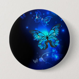 Badge Rond 7,6 Cm Morpho Butterfly in the Dark Background