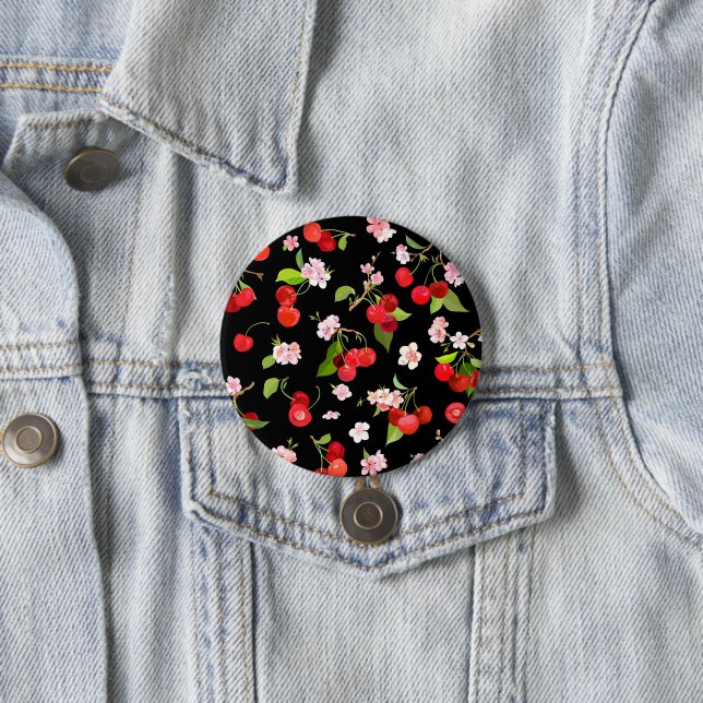 Badge Rond 7,6 Cm Motif cerise 2 (En situation)