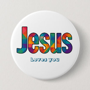 Badge Rond 7,6 Cm Motif géométrique de Jésus