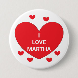 Badge Rond 7,6 Cm Mots du Coeur : Rouge & Blanc
