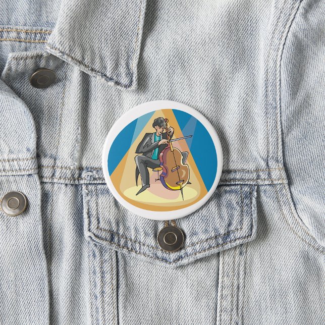 Badge Rond 7,6 Cm Musicien Jouant Le Chello (Créateur téléchargé)