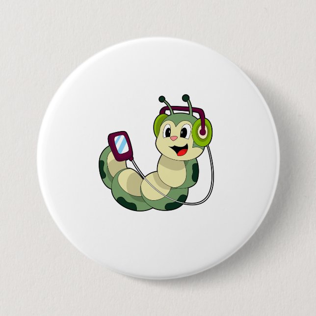 Badge Rond 7,6 Cm Musique casque Caterpillar (Devant)