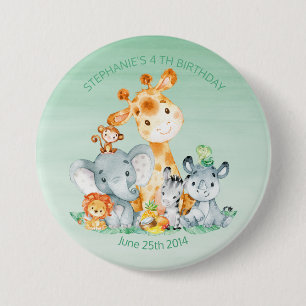 Badge Rond 7,6 Cm Naissance des animaux de la jungle de Cute Safari