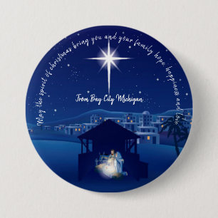 Badge Rond 7,6 Cm Nativité de Noël