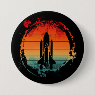 BADGE ROND 7,6 CM NAVETTE ESPACE VINTAGE