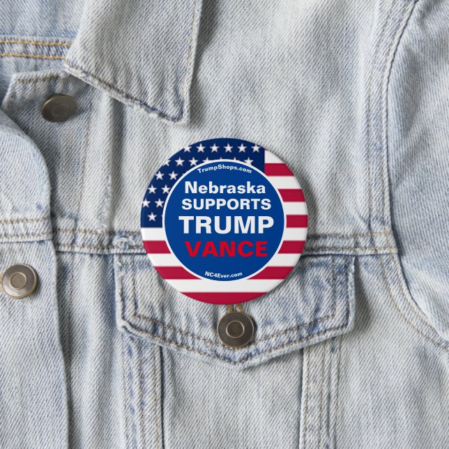 Badge Rond 7,6 Cm Nebraska SOUTIENT TRUMP VANCE (En situation)