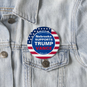 Badge Rond 7,6 Cm Nebraska SOUTIENT TRUMP VANCE