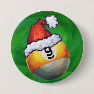 Badge Rond 7,6 Cm Neuf boule à Santa Hat sur Vert
