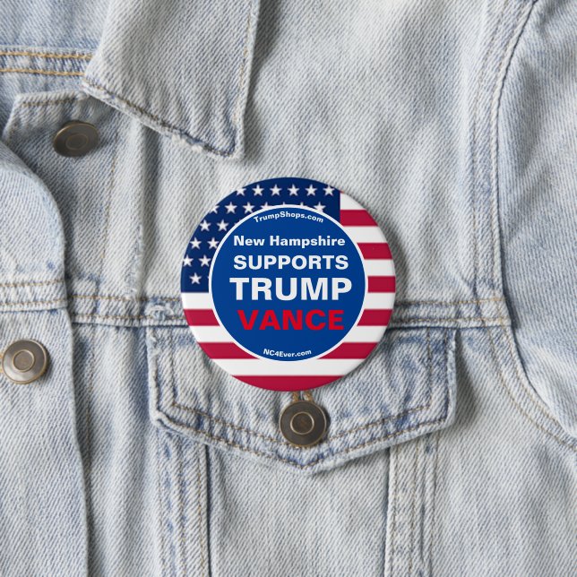 Badge Rond 7,6 Cm New Hampshire SOUTIENT TRUMP VANCE (En situation)