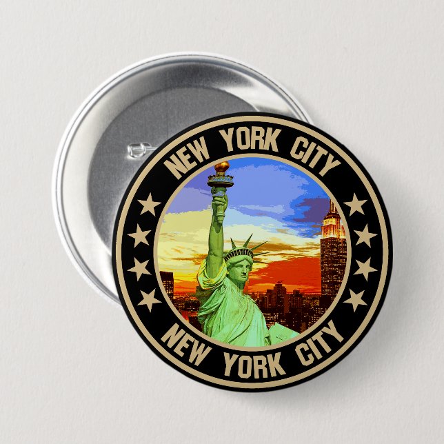Badge Rond 7,6 Cm New York (Devant & derrière)