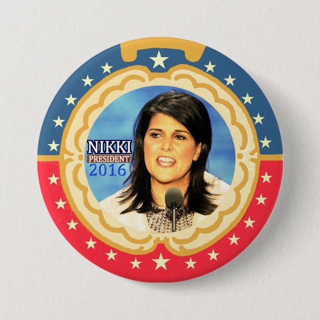 Badge Rond 7,6 Cm Nikki Haley pour le président 2016 (Devant)
