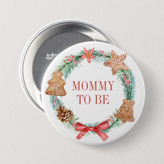 Badge Rond 7,6 Cm Noël Baby shower Maman (Devant & derrière)