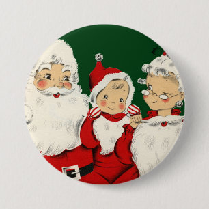 Badge Rond 7,6 Cm Noël de la famille père Noël