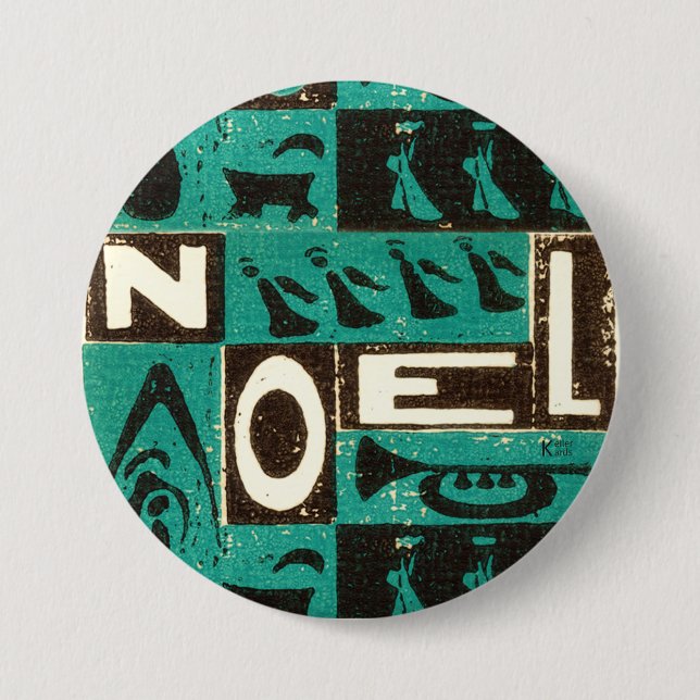 Badge Rond 7,6 Cm Noel Green (Devant)