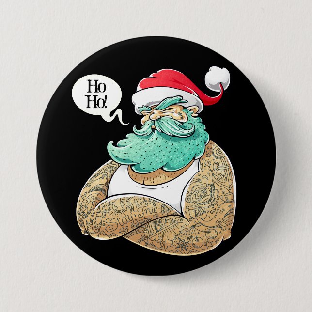 Badge Rond 7,6 Cm Noël Hipsta Santa Claus (Devant)